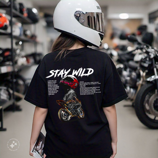 Stay Wild Oversized Unisex Biker T-shirt
