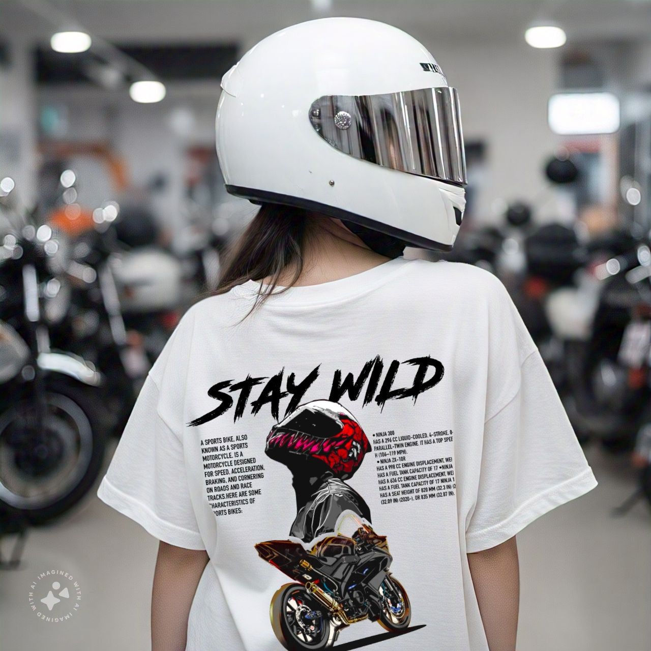 Stay Wild Oversized Unisex Biker T-shirt