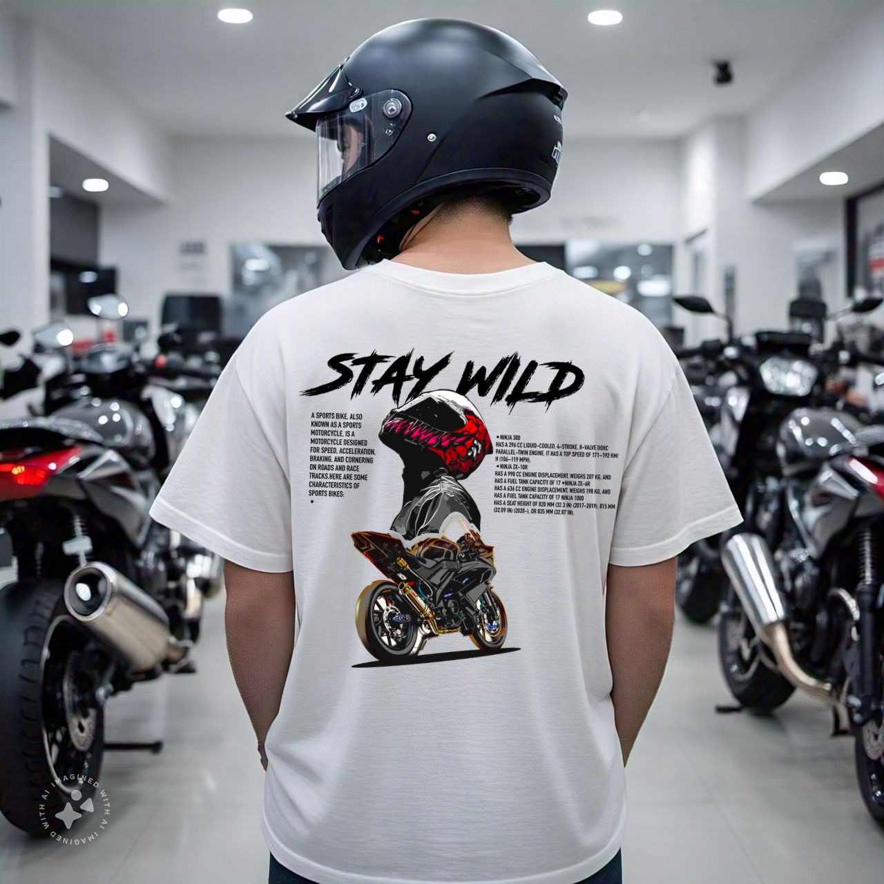 Stay Wild Oversized Unisex Biker T-shirt
