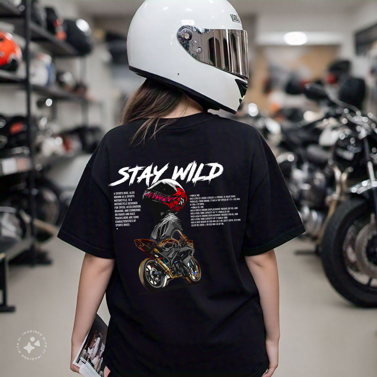 Stay Wild Oversized Unisex Biker T-shirt