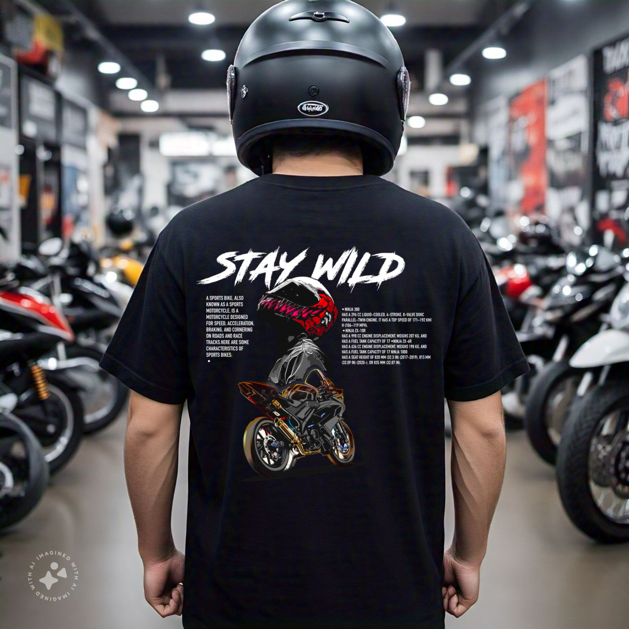 Stay Wild Oversized Unisex Biker T-shirt
